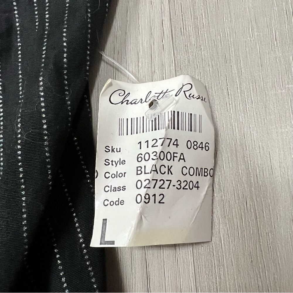 Charlotte Russe black pinstripe party dress sz L pink bow at waist NWT Vintage - Picture 15 of 15